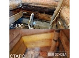 Замена венцов в бане в пос. станции Верево